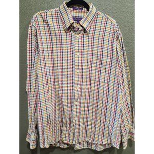 Alan Flusser Striped Shirt Mens Sz Large Multicolor Button Down Long Sleeve 90s